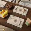 Novo jogo americano de estilo chinês, tamanho pequeno, para mesa de jantar ocidental, à prova d'água, à prova de óleo, isolante térmico, anti-queimadura, lavável, porta-copos de chá, base protetora