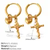 Novos Brincos Pingente Cruzados de Pérola Estilo Doce Europeu e Americano Cruzado DIY Aço Inoxidável Banhado a Ouro 18K Joias Cravejadas com Diamantes