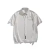 Camisa de Manga Corta Estilo Retro Americano Rumei con Estampado de Letras en la Espalda para Hombres y Mujeres, Verano Holgada Casual Versátil Fresca Camisa de Media Manga
