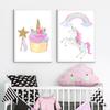 Pintura Decorativa de Unicornio de Dibujos Animados Simple Nórdico Pintura Decorativa de Nubes y Estrellas Lindas Núcleo de Pintura Colgante Decorativa para Habitación Infantil