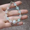 Pulseira Original Fresca e Única com Contas Pérola Azul Marinho para Mulheres, Estilo de Cura, Acessório de Mão Versátil para o Dia a Dia