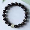 Pulseira Autêntica de Obsidiana e Obsidiana Prateada para Mulheres, Pulseira de Contas de Buda de Jade Hetian para Homens, Joias Comemorativas do Zodíaco para Casais