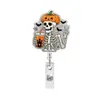 Pestaña de tirar scroll regalo pestaña de tirar purpurina clip retráctil para identificación hebilla de pinza de cocodrilo giratorio Halloween mezclilla fácil calavera