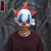 Máscara de payaso de terror pelo rojo ojos azules nariz roja cara podrida Halloween Navidad látex divertido accesorio de cabeza de carnaval