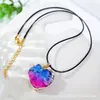 Ventas Directas de Fábrica Tendencia Europea y Americana Personalizado Piedra Natural Borde Dorado Forma de Corazón Simple Moda Colgante Collar Cadena para Suéter