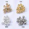 Cuentas Espaciadoras de Oro Laminado de 14K que Conservan el Color, 4.5 mm, Agujero Pasante, Cuentas Redondas, Circonita Micro pavimentada, Cuentas Sueltas, Accesorios para Pulseras y Collares DIY