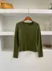 Camiseta básica de manga longa Henley minimalista de outono, corte justo, para mulheres, top casual coreano de gola redonda para o dia a dia