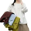 Camisa tipo suéter artística de doble capa de gasa de algodón vintage para mujer, nueva de algodón puro, transpirable, amigable con la piel, corte holgado para mujer