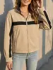 Moda Europeia e Americana Nova Outono/Inverno 2026 Comércio Transfronteiriço Roupas Femininas Popular de Alta Qualidade Jaqueta com Zíper e Gola Alta Color Block para Mulheres