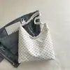 2026 Nova Bolsa de Ombro Estilo Coreano Nicho Bolinhas Bolsa Feminina Grande Capacidade Bolsa de Lona Simples Casual Bolsa Tote