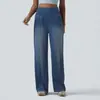 Jeans de Pierna Ancha Elásticos de Cintura Alta para Mujer, Sueltos y con Caída, Pantalones Rectos Adelgazantes, Nuevos Jeans Casuales Transfronterizos