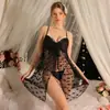 E-commerce Transfronteiriço Lingerie Sexy Renda Bordada em Tela Transparente Acabamento em Renda Vestido de Noite com Tiras Pijama Erótico Atacado