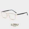 Gafas de sol de metal retro con montura grande para hombre, montura de espejo de dos colores con resorte en la pierna, venta al por mayor, con miopía 8405