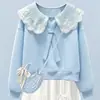 Traje Vestido de Primavera y Otoño 2026, Estilo Dulce y Lindo, Conjunto de Dos Piezas con Top de Manga Larga y Falda de Moño a la Moda Femenina