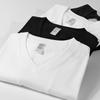 250g Estilo Japonês Pesado Espesso Algodão Puro Gola V Manga Curta Camiseta Básica Camiseta Masculina e Feminina Cor Sólida Camiseta de Gola Alta