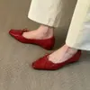 Sapatos elegantes de bico quadrado com laço, estilo francês, textura de pele de carneiro, baixos, para calçar sem cadarço, para mulheres, modernos para o trabalho e uso casual