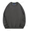 Sudadera de Algodón Chino de 320g para Otoño e Invierno, Cuello Redondo, Engrosada, con Hombros Descubiertos, Tops Casuales de Manga Larga para Hombre y Mujer, Sudaderas de Color Sólido con Estampado de Logotipo