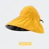 Sombrero de Concha Abierto de Goma Negra de Verano para Mujer, Protección UV, Parasol, Cubre Rostro, Ala Ancha, Sombrero Plegable de Protección Solar