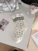 Calcetines Finos de Verano para Mujer, Calcetines Holgados de Punto Calado de Lunares hasta la Mitad de la Pantorrilla, Calcetines Largos Versátiles Estilo Miu Coreano, Calcetines de Algodón Puro para Mujer