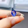 Anillo de Zafiro Natural Popular al por Mayor de Fábrica Plata S925 Incrustado con Piedra Principal 6*8 Joyería de Lujo Venta Directa de Fábrica