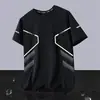 [Mangas Cortas de Seda de Hielo] Nuevo Estilo de Verano Holgado Cuello Redondo Mangas Cortas de Seda de Hielo Secado Rápido Transpirable Camiseta Fina Fresca para Hombre