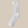 Meias de Lã Coral para Casal Cor Sólida Cano Médio Lã Felpuda por Dentro Meias Grossas Quentes de Inverno à Prova de Frio Meias de Chão para Casa/Dormir