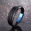 Comércio eletrônico transfronteiriço para pulseira de couro de aço inoxidável, pulseira de corda de couro masculina multicamadas, pulseira de couro, Europa e Estados Unidos