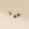 Colgante de corazón flor de plata de ley 925 plata tailandesa envejecida pulsera DIY accesorio vintage material hecho a mano piezas S1006