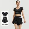 Conjunto Fitness Nude, Conjunto Esportivo Sem Costura, Conjunto de Combinação de Cores de Verão, Conjunto de Yoga Slim