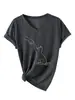 Camiseta de manga corta con cuello en V, linda, divertida y versátil para mujer, con diseño de puño de gatito, de Amazon Wish, comercio electrónico transfronterizo, en stock para usar en capas