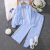 Conjunto Infantil Transfronteiriço Roupa Infantil Comércio Exterior Novo 7-12 Primavera Camisa de Manga Longa Listrada Top Conjunto de Duas Peças para Meninos e Meninas