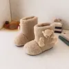 Botas peludas de estilo coreano para niños, Botas de algodón lindas de oso para niñas, Botas de nieve cálidas nuevas, Botines cortos suaves para bebé con suela suave y forro de felpa