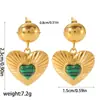Brincos Ins Estilo Celebridade da Internet Coração de Diamante Aço Inoxidável Brincos Femininos Design de Nicho Pedra Natural Pingente Conjunto de Joias