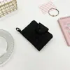 Portatarjetas mini plisado estilo Ins, monedero dulce y femenino con botón a presión, bolso pequeño portátil con hebilla colgante para estudiantes, bolso de mujer