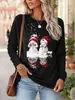 AliExpress Transfronteiriço Europa e América Outono Novo Boneco de Neve Divertido Estampa Reflexiva Solto Casual Blusa Roupa Feminina