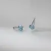 Nalan Plata de Ley S925 Ganchos para Orejas Pequeños Frescos Simples Diamante Azul Marino de Piedra Única Ganchos para Orejas Temperamento Fresco Combinación M08454