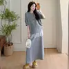 Nuevo Conjunto Coreano de Verano para Maternidad Sudadera Casual Holgada con Retazos de Encaje Conjunto de Dos Piezas para Maternidad