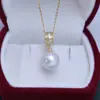 Fábrica de Origem Pérola Branca Roxa de Água Doce 11-12mm Luz Forte Perfeita Redonda Pequeno Defeito Prata S925 Colar Pingente Feminino