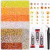 Caja de 24 compartimentos moderna y popular de diamantes de resina jelly de color AB con base plana, empaquetada para arte de uñas DIY, accesorios pequeños, venta al por mayor