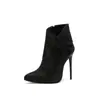 Botas Femininas Martin de Outono e Inverno, Bico Fino, Salto Super Alto, Botas Femininas de Tamanho Grande, Botas de Couro Europeias e Americanas, Zíper, Salto Fino, Botas Decotadas Amazon