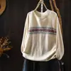 Suéter de Punto Jacquard Redondo Estilo Étnico Retro Otoño 2026 para Mujer, Corte Holgado, Suéter Pulóver Versátil de Mezcla de Algodón MHT