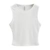 Chaleco deportivo elástico de cuello redondo pequeño estilo europeo y americano, estilo femenino sexy para chica, top de moda de color sólido con ombligo en red roja