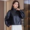 Chaqueta de Cuero Genuino de Oveja Haining Nueva para Mujer Primavera y Otoño, Estilo Corto para Figuras Pequeñas, Estilo Motero