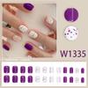 Uñas de uso popular con encanto morado, brillo simple, pequeñas flores francesas, uñas de temperamento blancas desmontables.