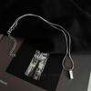 Collar sencillo de plata con forma de ladrillo pequeño para hombre y mujer, estilo hip hop, con cadena de eslabones, ligero y lujoso, accesorios para suéter.
