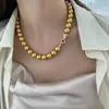 Colar de pérolas Heishijia do Taiti One Night Leopard Rich para mulheres, corrente de lã de outono e inverno, leve, luxuosa e elegante, corrente de clavícula com cabeça de leopardo