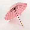 Guarda-chuva Longo Reto Colorido com Cabo de Madeira para Uso Externo com 16 Varetas, Presente com Logo, Protetor Solar de Uso Duplo para Chuva ou Sol
