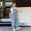 Jeans para Niñas de Primavera, Verano y Otoño 2026 Nuevos Monos de Mezclilla Simples Casuales Estilo Coreano para Niños Mayores