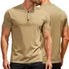 TEMU talla europea Camiseta casual deportiva ligera de manga corta lisa para hombre, estilo europeo y americano, cuello en V, transpirable, absorbe el sudor