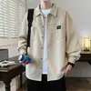 Jaqueta de Veludo Cotelê Primavera e Outono Masculina Simples Manga Longa Gola Camisa Estilo Hong Kong Camisa Marca Tendência Jaqueta Camisa Casual Masculina